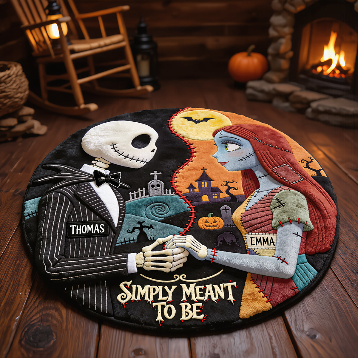 Spooky Couple Round Mat - Personalized Halloween Gifts For Couples 08hadt050826