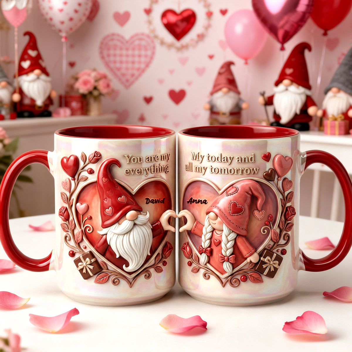 Gnome Couple Coffee Accent Mug - Personalized Gifts For Valentine Couple Coffee Mug 01PALU230126-Homacus