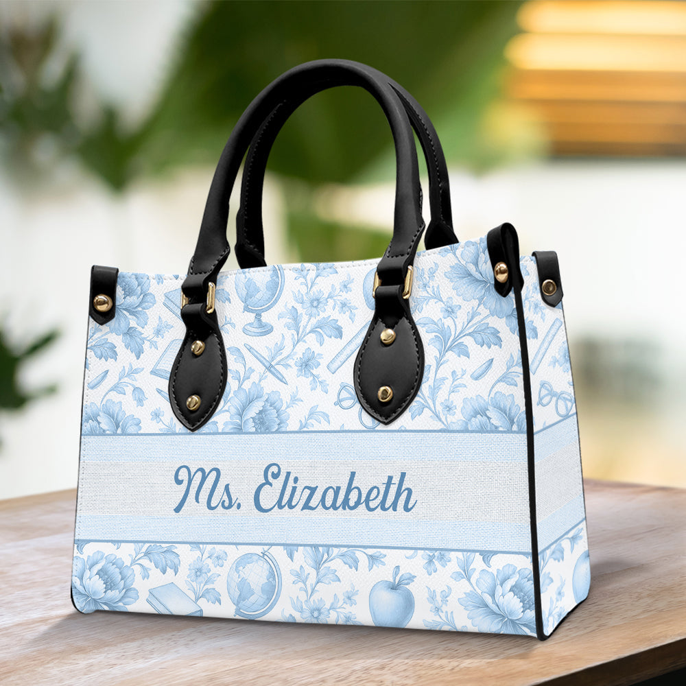 Classic Toile Pattern Leather Bag – Personalized Gifts For Teacher 03pgqn070725-Homacus