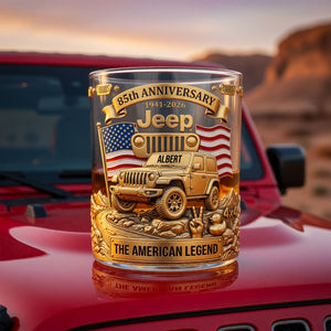 250th Anniversary Of The USA Offroad Car 11oz Round Glass - Personalized Gifts For Car Lover Patriots 05qhqn230526