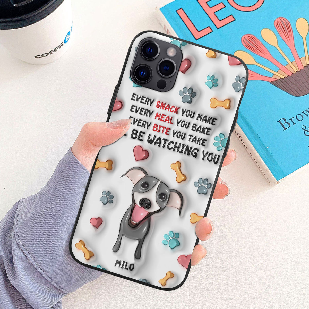 Personalized Gifts For Dog Lovers Phone Case, Cute Waiting Dog Puffy Effect 02qhpu080724-Homacus