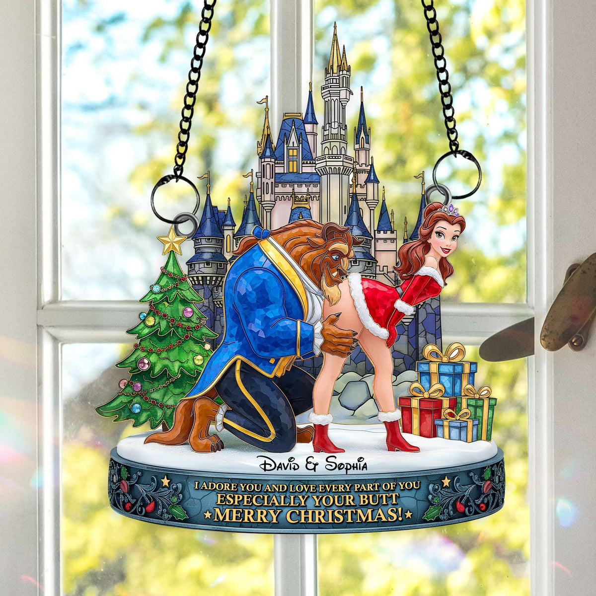 Cheeky Kiss Couple Suncatcher - Personalized Chritsmas Gift For Couples 07OHLU170925-Homacus