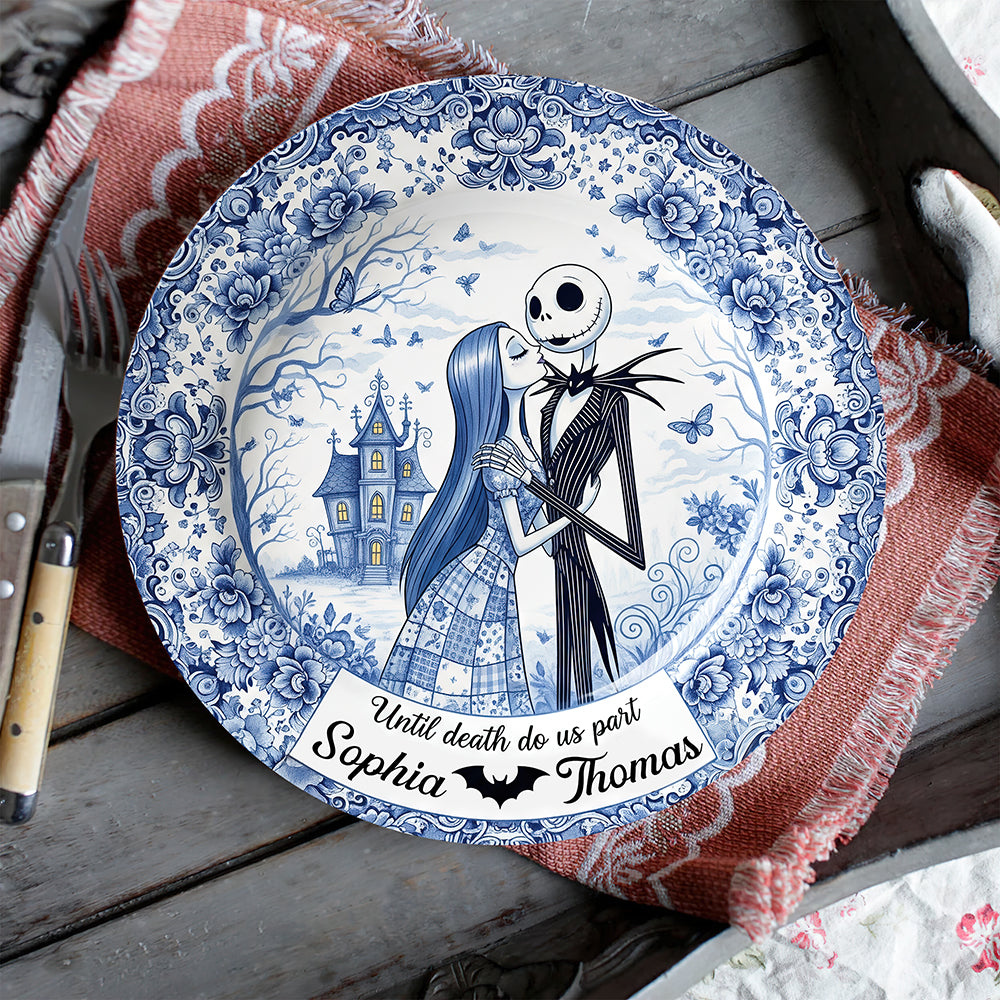 Spooky Couple Ceramic Round Plate - Personalized Gifts For Couple 05ohqn160725-Homacus