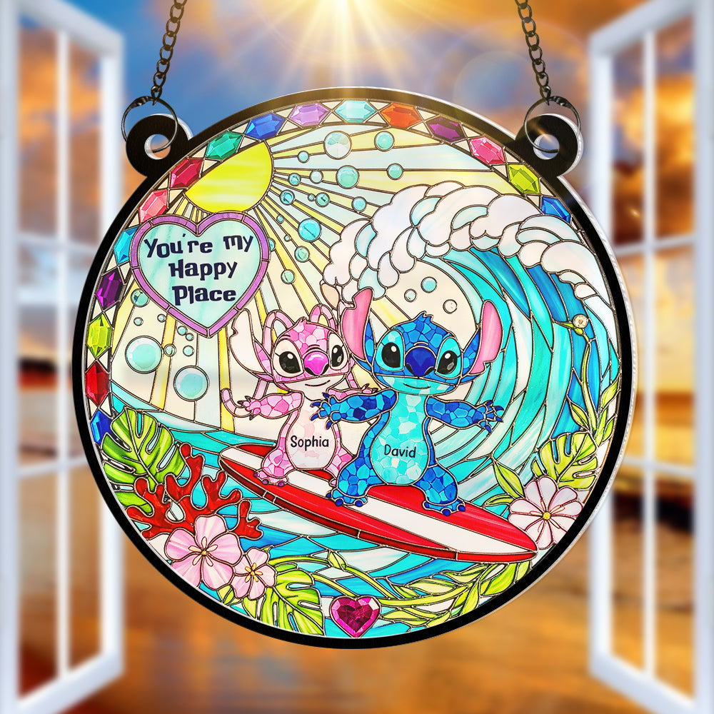 Cartoon Couple Window Hanging Suncatcher Ornament - Personalized Gifts For Couple 03naqn100625-Homacus