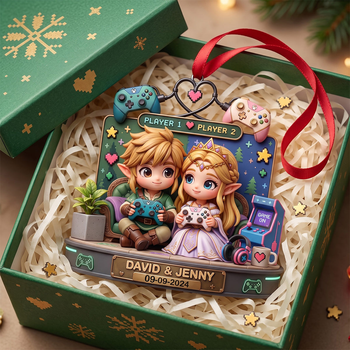 Player Couple Christmas Tree Ornament - Personalized Gifts For Couple 06TOTN030826