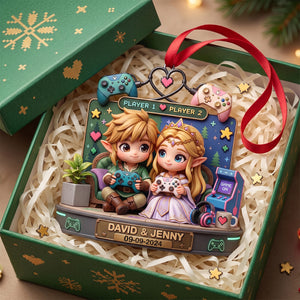 Player Couple Christmas Tree Ornament - Personalized Gifts For Couple 06TOTN030826