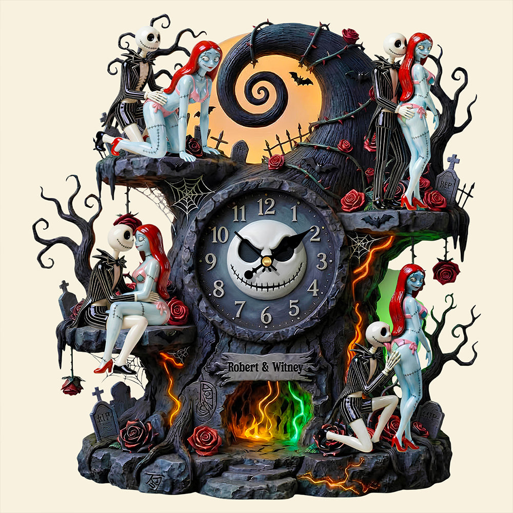 Naughty Couple Wall Clock - Personalized Gifts For Couple 1 Layer Acrylic Hanging Wall Clock 03TGDT271225-Homacus