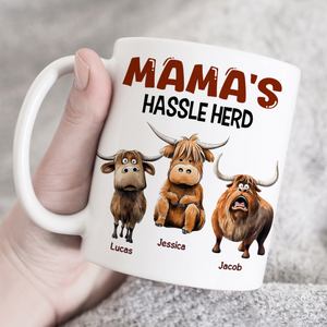 Personalized Gifts For Mom Coffee Mug, Funny Highland Cow Hassle Herd 01qhpu180125-Homacus