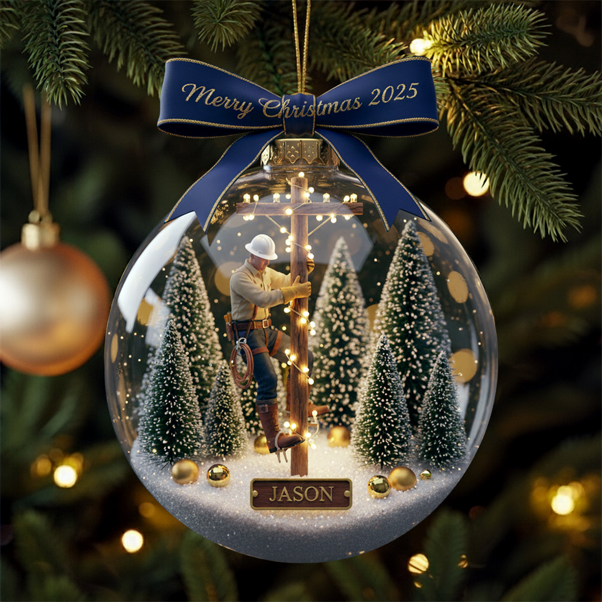Honoring the Lineman Christmas Ornament Personalized Gifts For Lineman 02PGLU061025-Homacus