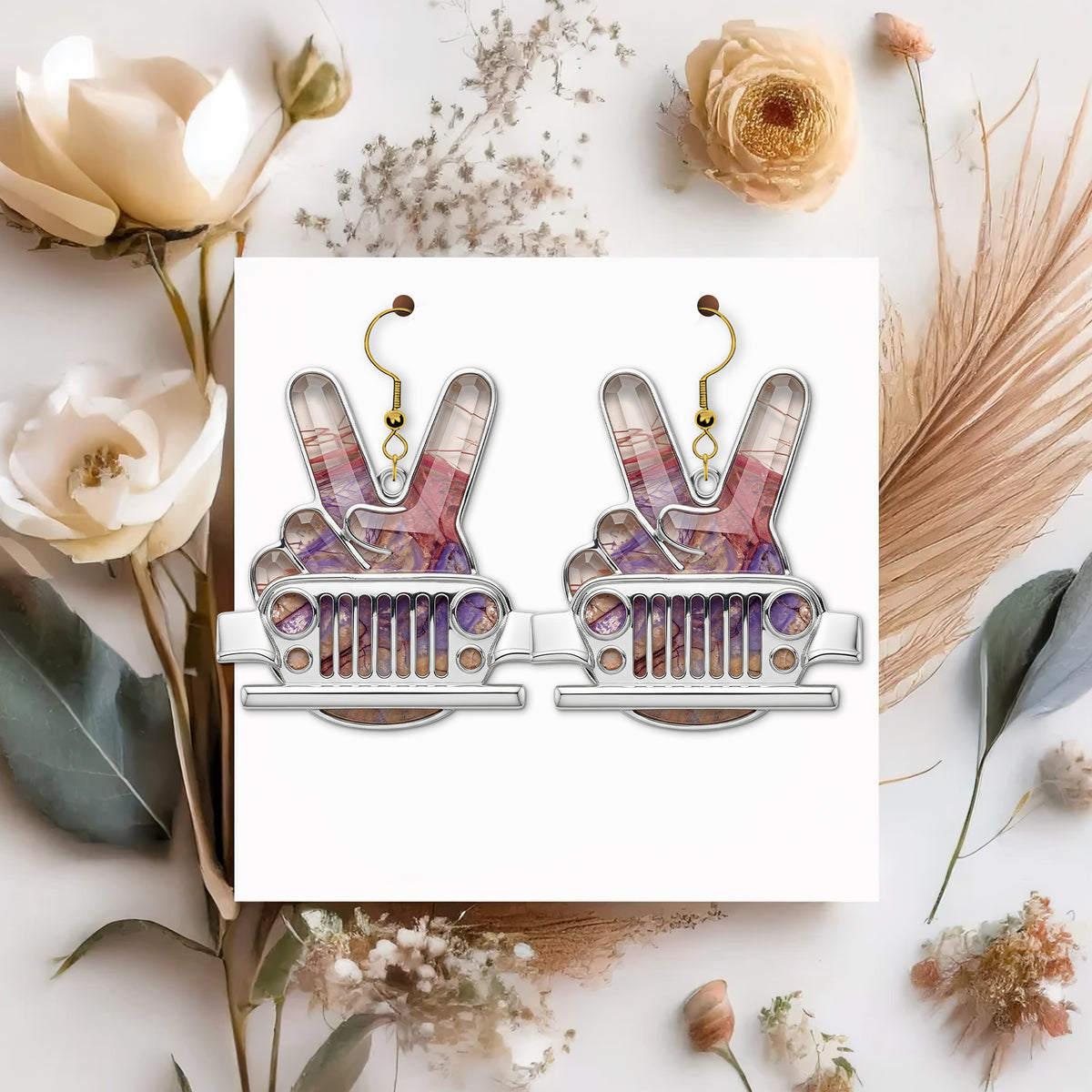 Off-road Hand Sign Earrings, Personalized Gifts For Off-Road Girl 02qhtn120725-Homacus