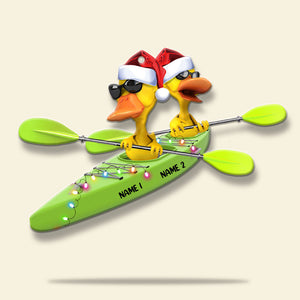 Kayaking Yellow Ducks - Personalized Christmas Ornament - Gifts for Kayaking Lovers-Homacus