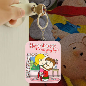 Personalized Gifts For Couples Keychain Happiness Is Giving Hug 06TOLU040125HG-Homacus