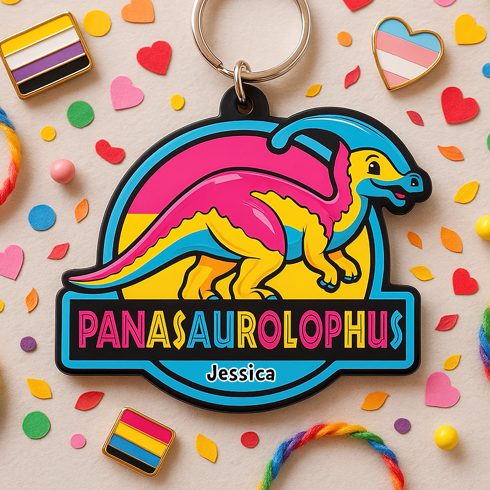 Colorful Dinosaur Keychain – Personalized Gifts for LGBTQ+ Pride 03hupu050625-Homacus