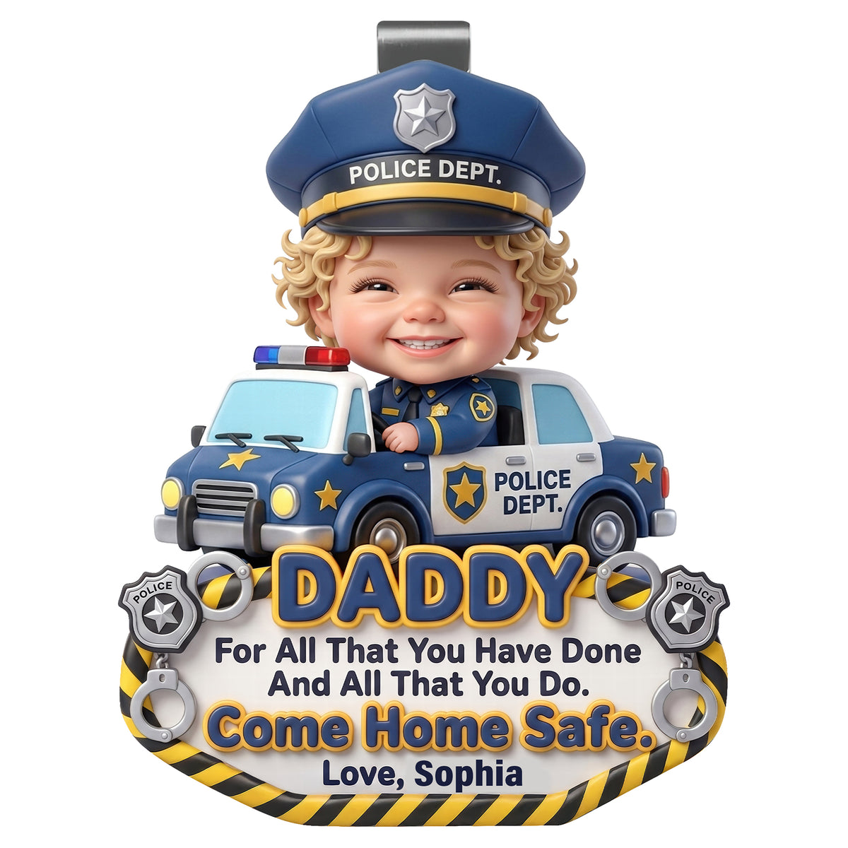 Come Home Safe Daddy Car Vision - Custom Photo Gifts For Police Officer Dads 03huqn270526-Homacus