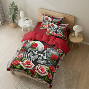 Personalized Gifts For Skull Couple Quilt Bedding Set 03OHTN100125-Homacus