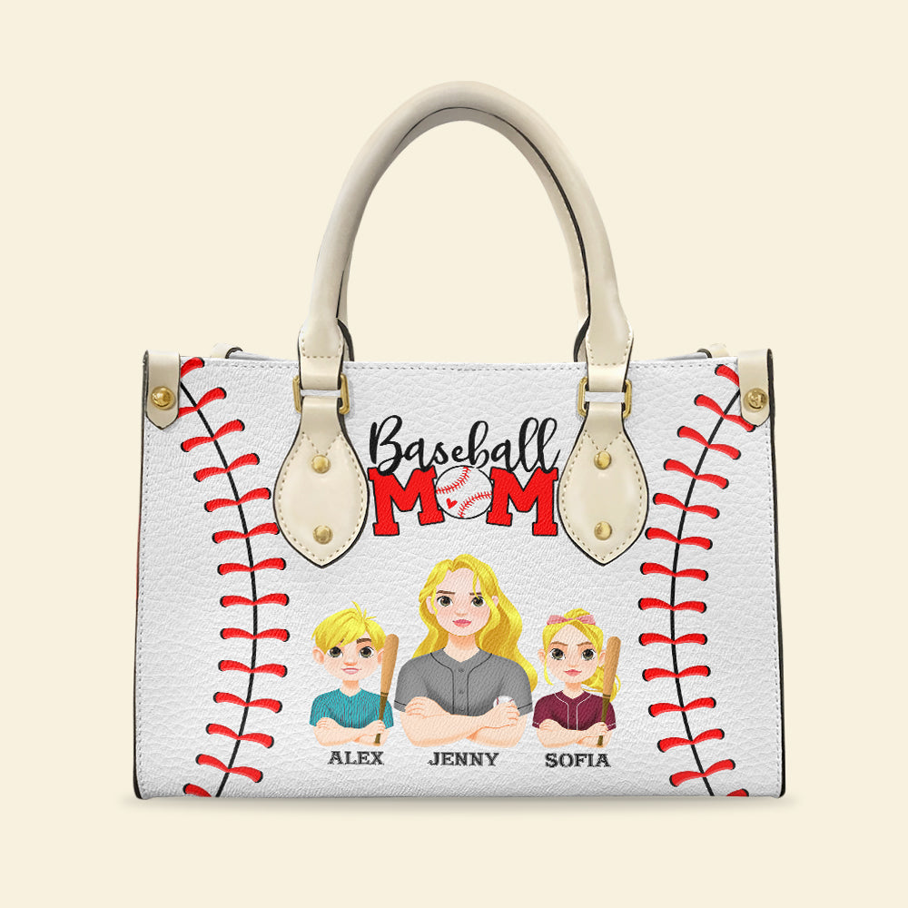 Personalized Gifts For Mom Leather Bag Mother's Day Baseball Mom And Kids 04XQMH060325HG-Homacus