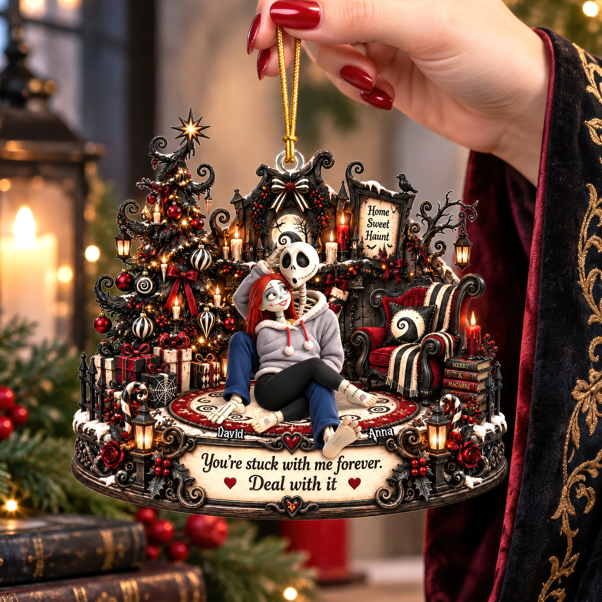 Gothic Couple Christmas Ornament - Personalized Gifts For Couple 02toqn220926