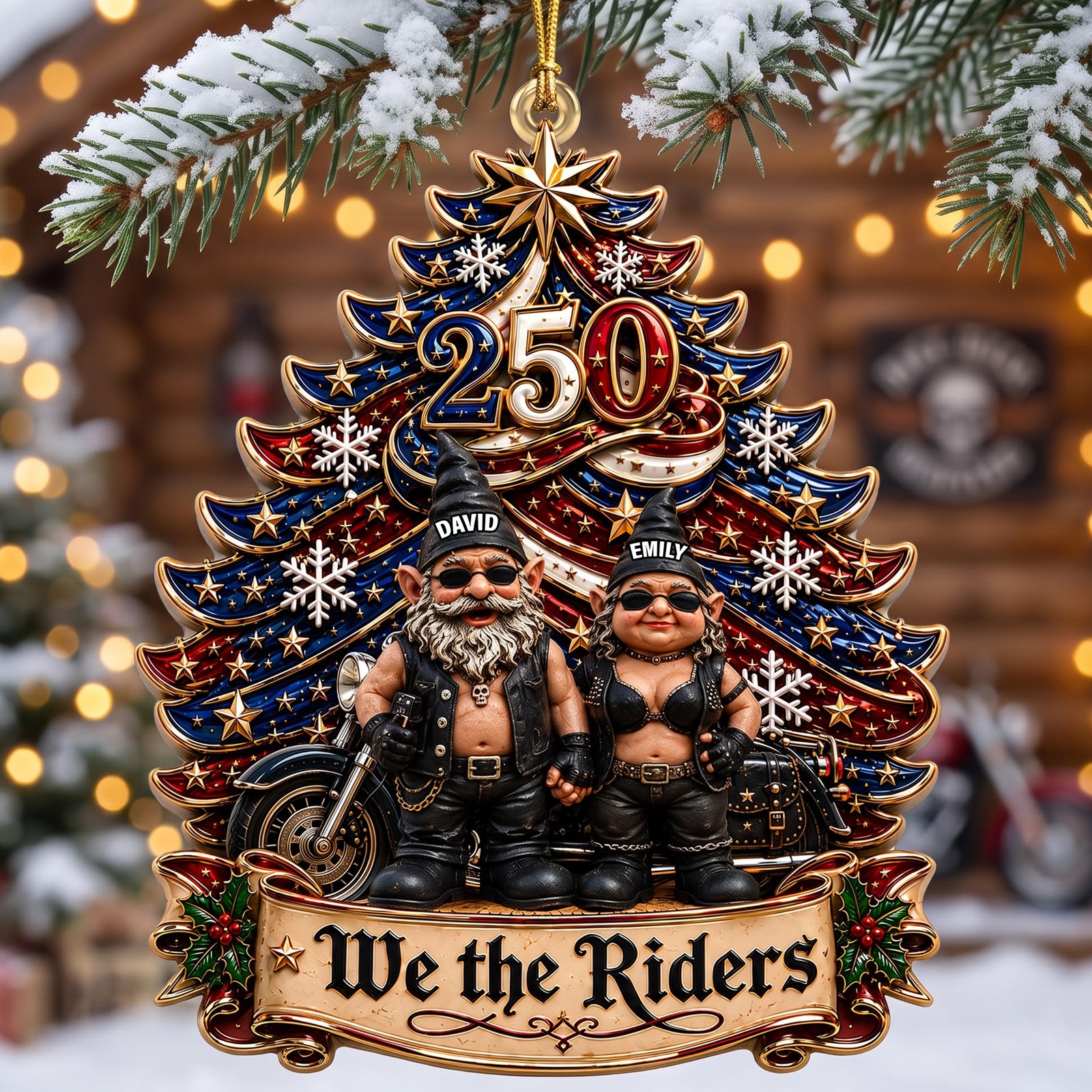 Biker Motorcycle Gnome Couple - Personalized Gifts For Couple Christmas Ornament 04naqn240826-Homacus