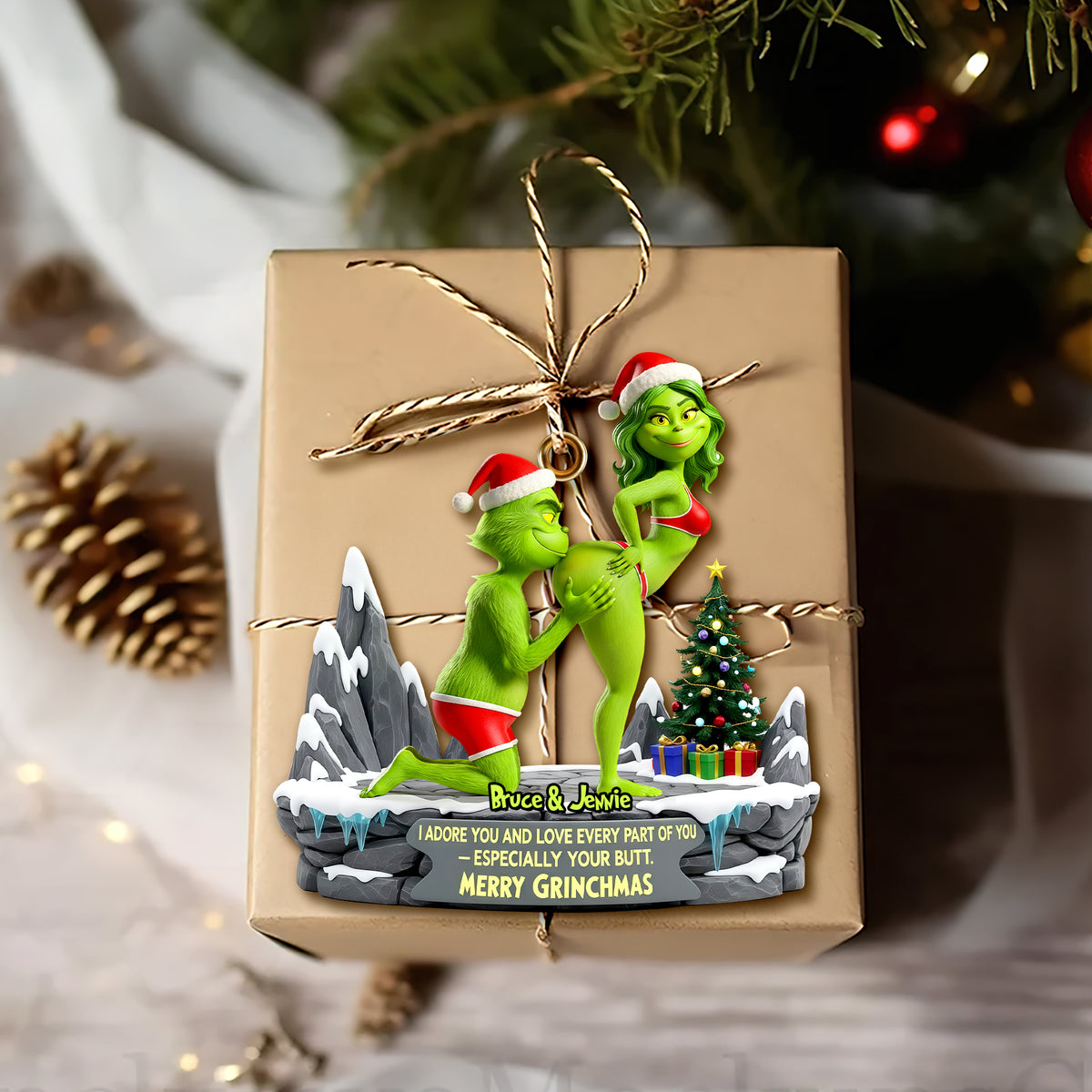 Playful Green Couples Ornament - Personalized Gift For Couples 03OHLU191125-Homacus