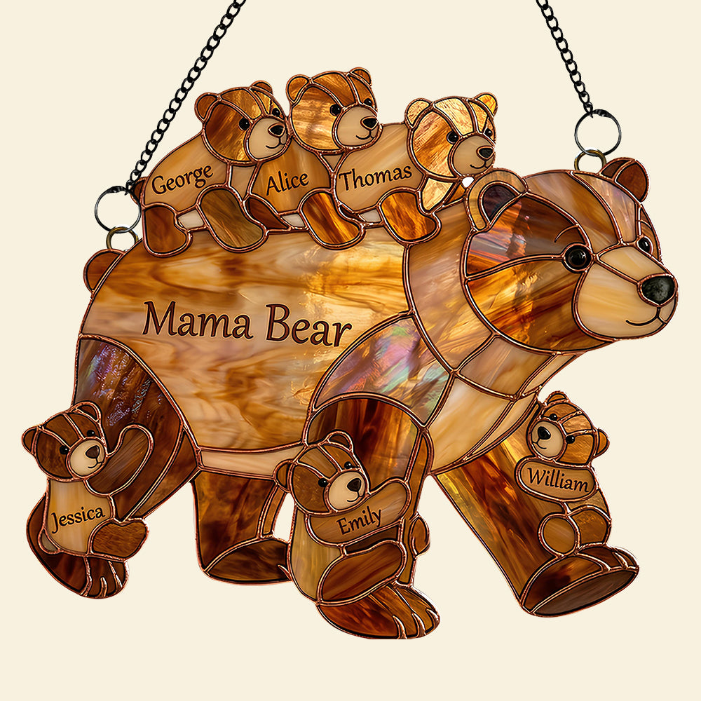 Mama Bear Suncatcher - Personalized Gifts For Mother's Day Suncatcher Ornament 03HUDT090426-Homacus