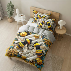 Personalized Gifts For Bee Lovers Quilt Bedding Set Special Line 03kaqn100125 Bee Couple Gifts-Homacus