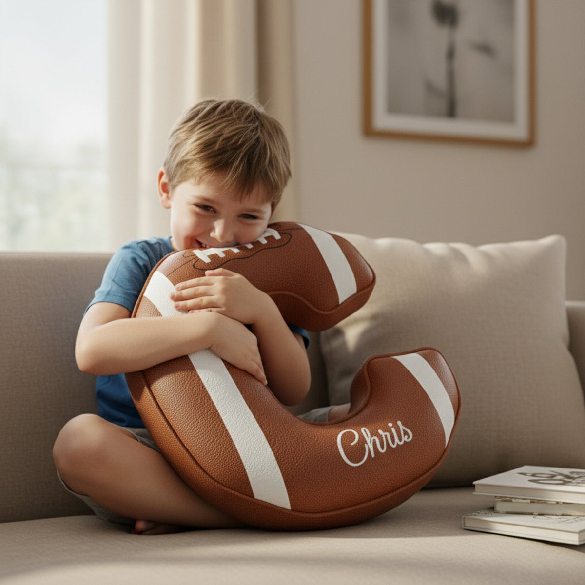 Touchdown Initial Letter Shaped Pillow - Personalized Gifts For Kids 02HYLU121125-Homacus