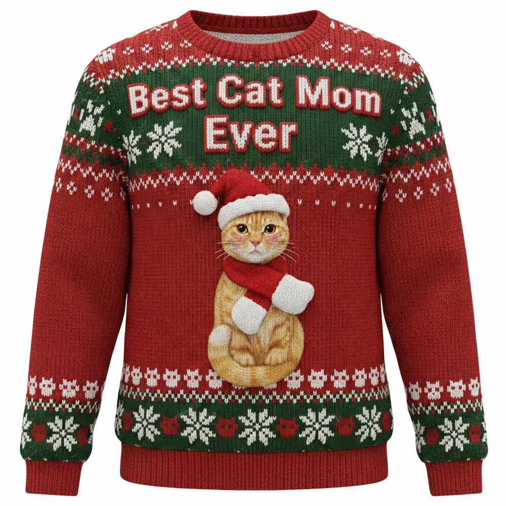 Best Cat Mom Custom Photo Gifts For Cat Lovers Ugly Sweater 03natn171025-Homacus