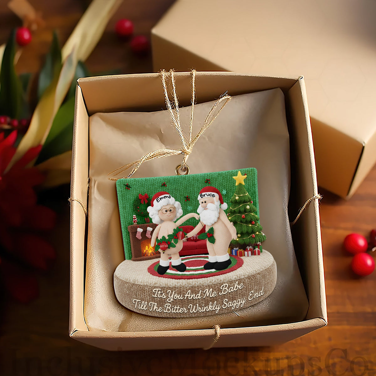 Funny Crochet Old Couple Ornament - Personalized Gifts For Couples 05NALU231025-Homacus