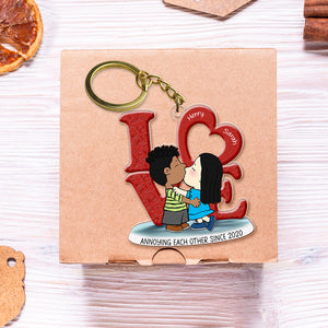 Personalized Gifts For Couple Keychain 04ohqn070125hg Couple Kissing-Homacus