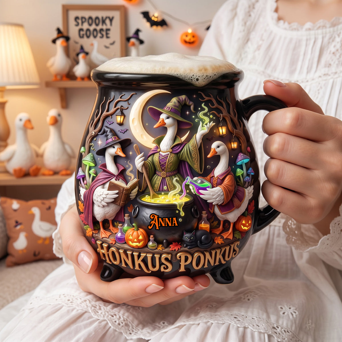 Funny Goose Cauldron Mug - Personalized Gifts For Halloween 04tolu180826-Homacus