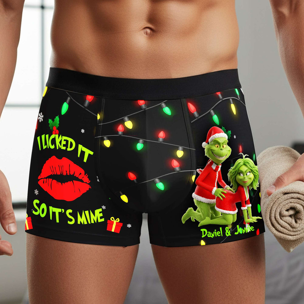 Mischief Green Couple Boxers - Personalized Christmas Gifts For Him 03NALU120925-Homacus