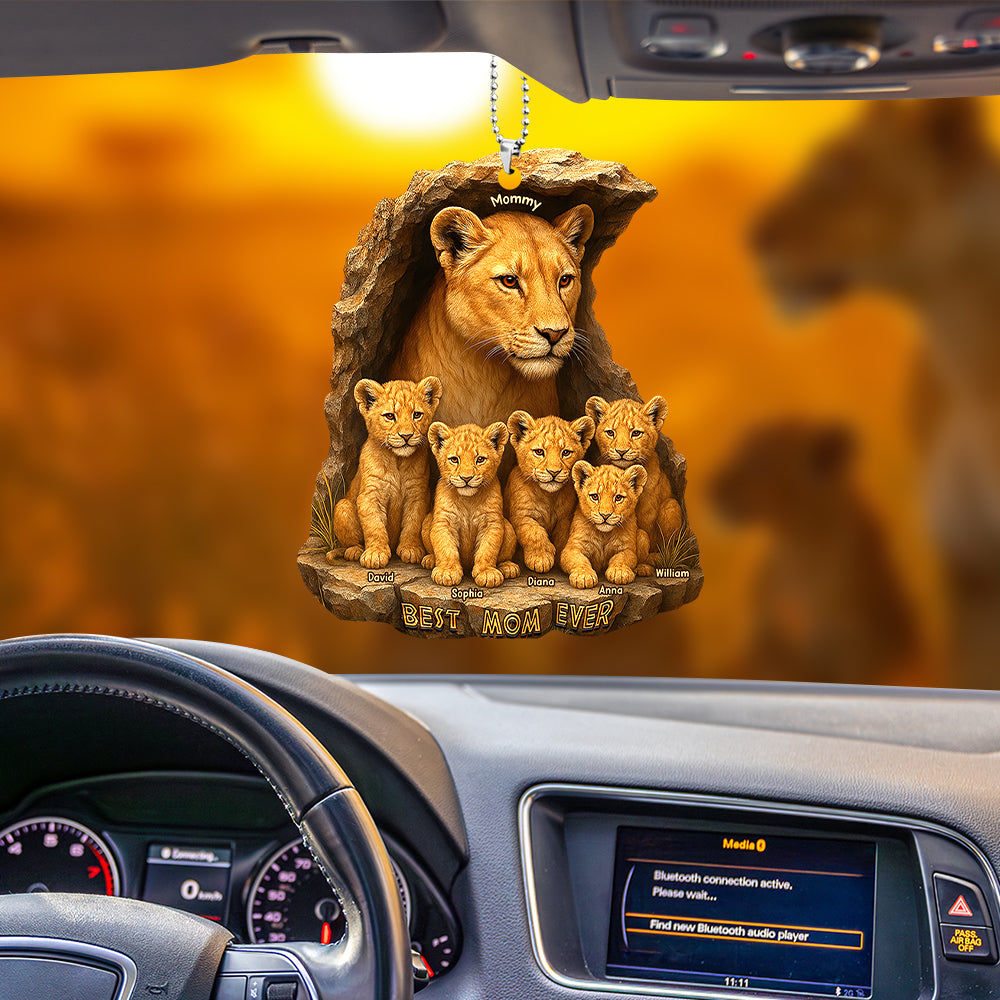 Personalized Gifts For Mom Car Ornament 04xqqn050425 Lion Mom & Little Cubs-Homacus