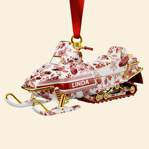 Snowmobile Toile de Jouy Ornament - Personalized Christmas Gifts 01PGDT151025-Homacus
