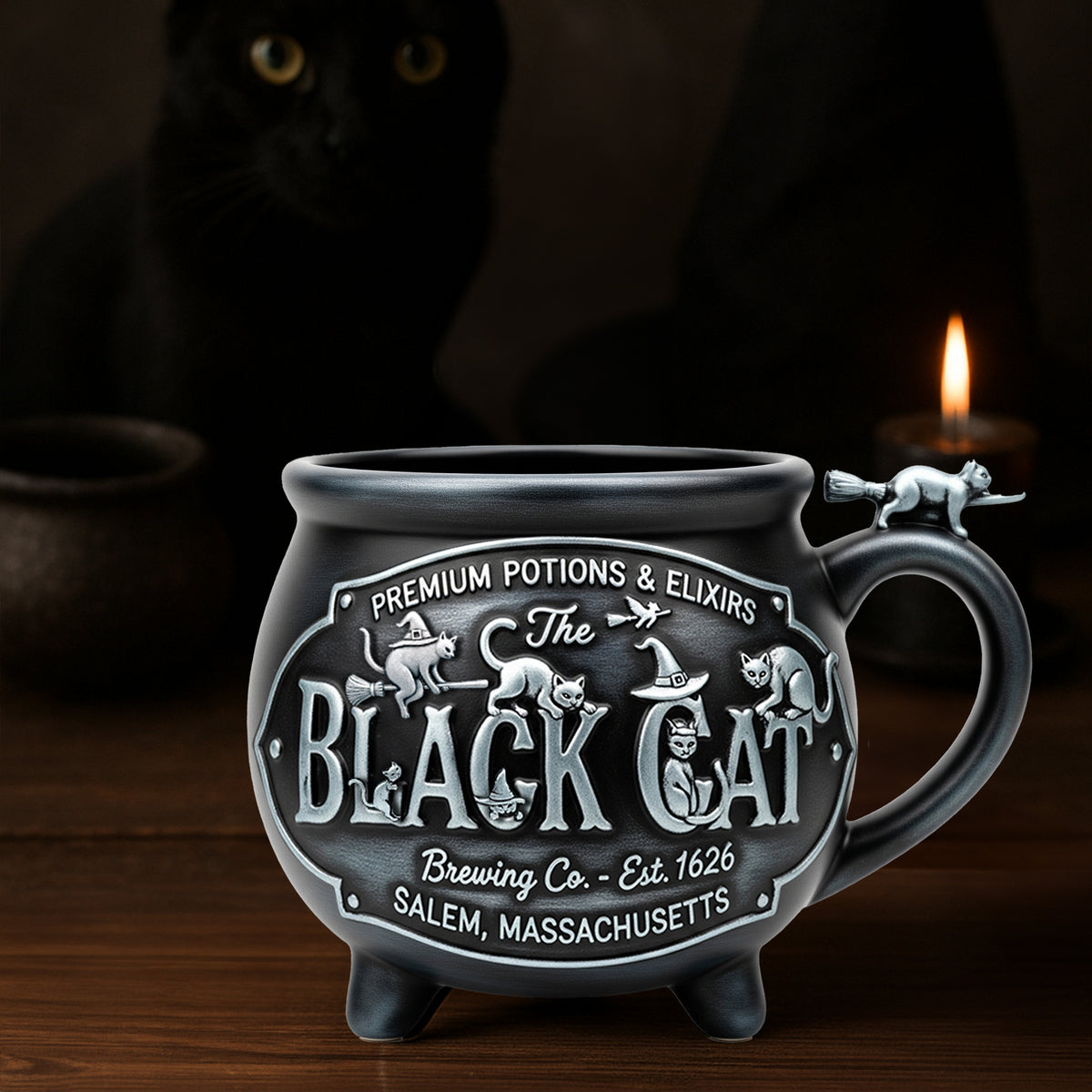 Black Cat Brewing Co Cauldron Mug - Personalized Gift For Cat & Witch Lovers 03QHLU200825-Homacus
