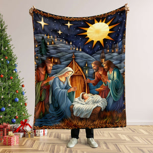 Christmas Gifts For Christians Blanket, Jesus Christ Nativity Quilt Art Effect 01QHMH120924-Homacus