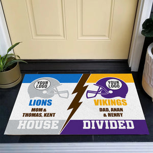 Custom Team Logo Gifts For Football Fan Doormat 08qhqn011124 House Divided On Game Day-Homacus