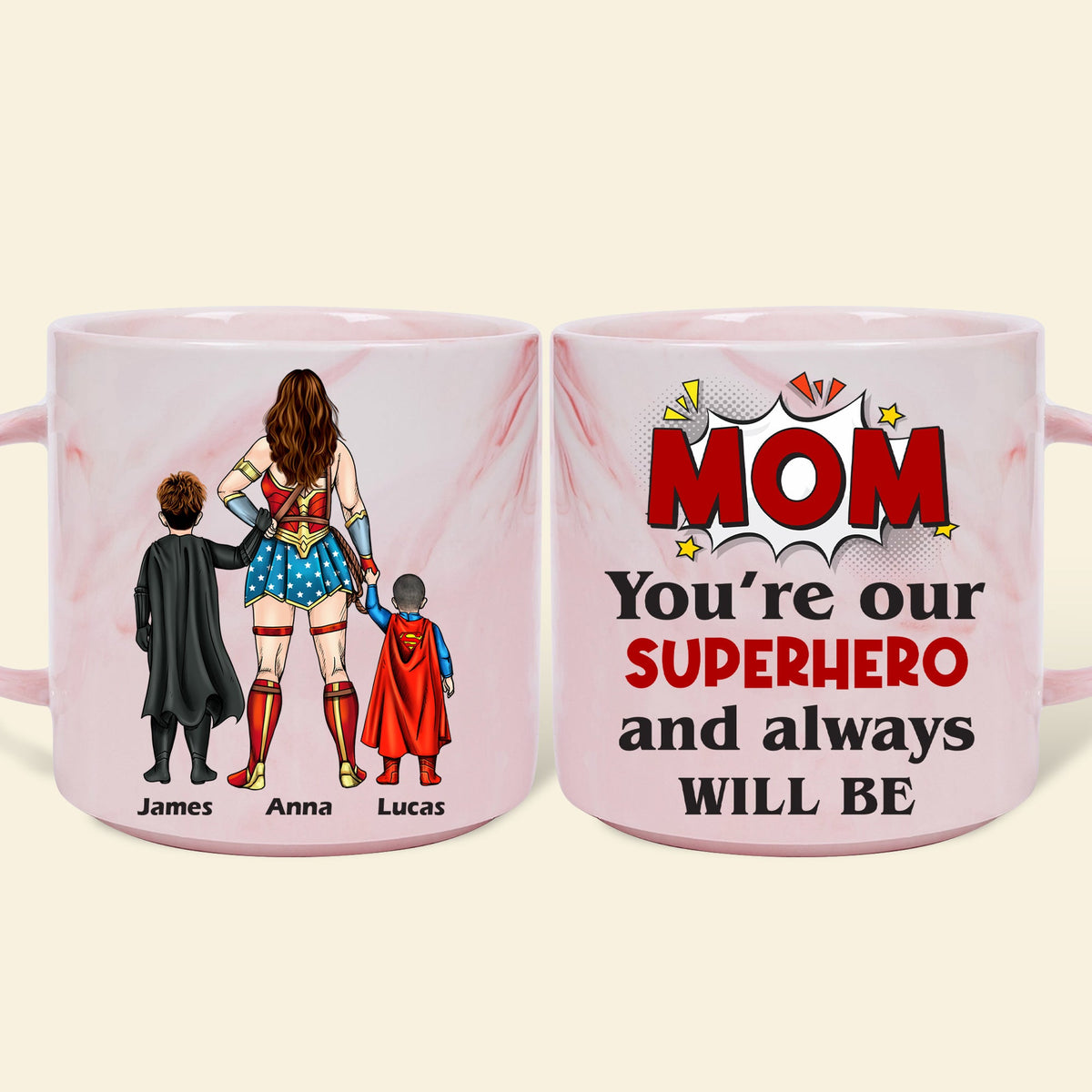 Personalized Gifts For Mom Marble Mug 06natn210325pa You're Our Superhero And Always Will Be-Homacus