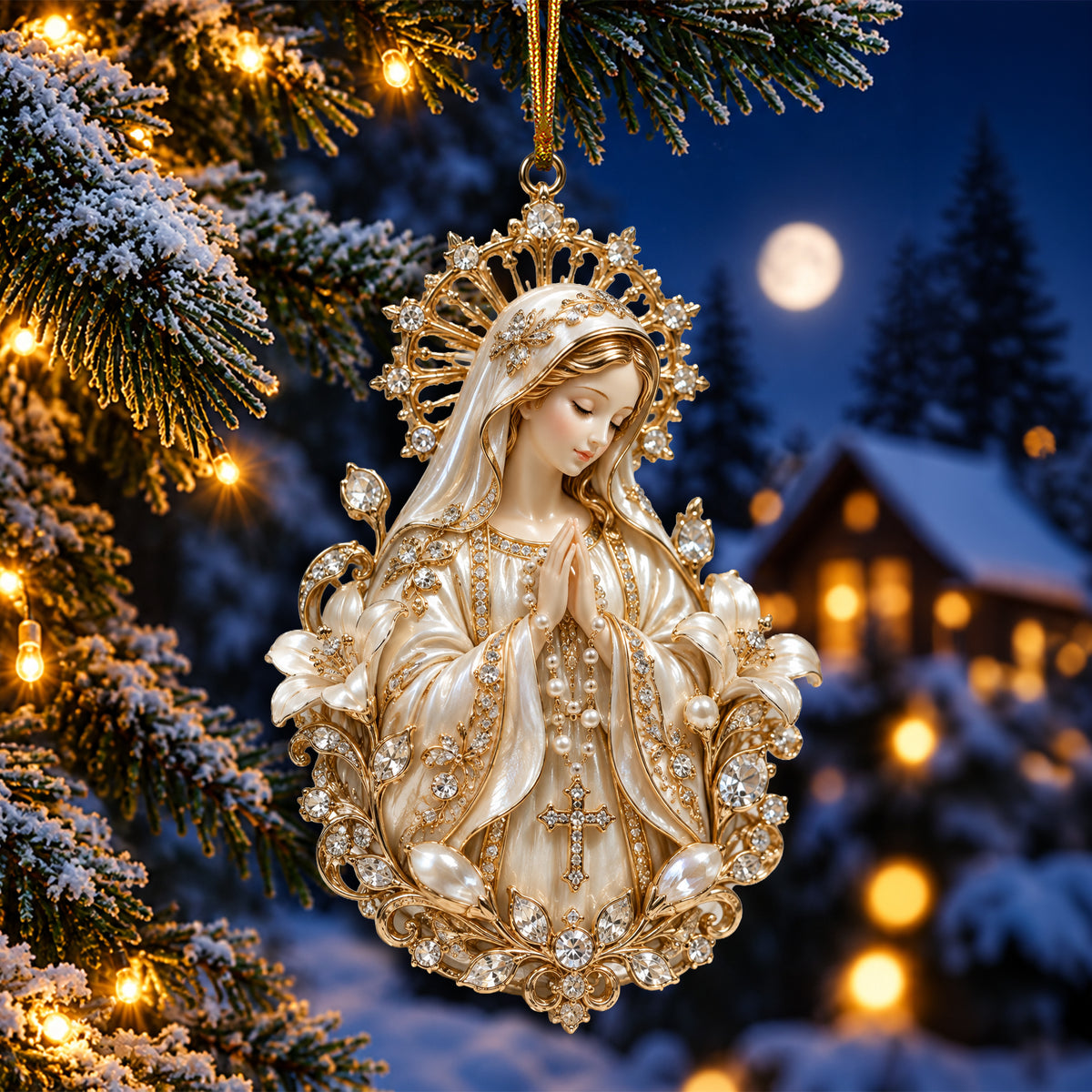 Virgin Mary Praise Christmas Ornament, Personalized Gifts For Christians 01qhlu230926