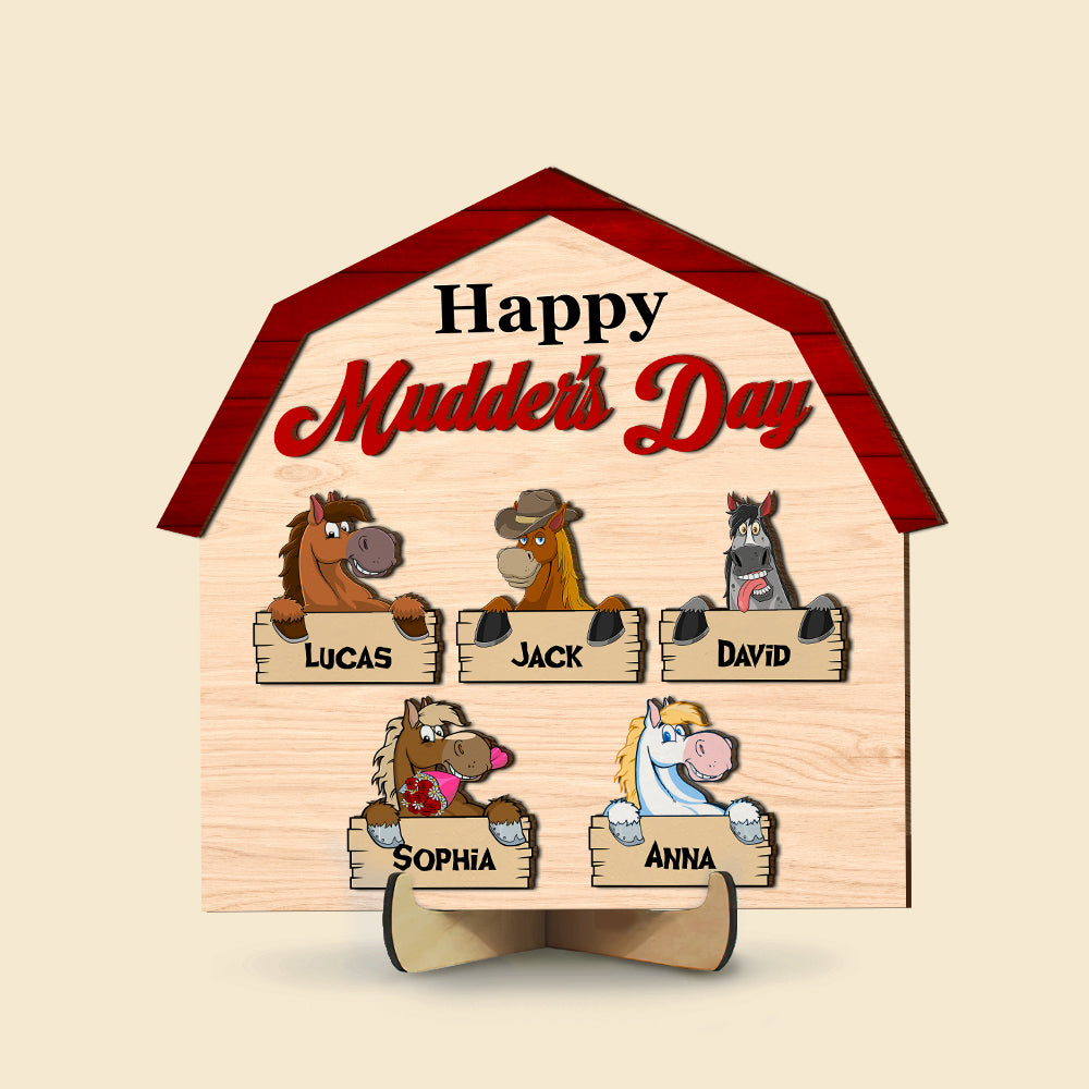 Personalized Gifts For Horse Lovers Mom Wood Sign 01ohtn060325 Happy Mudder's Day-Homacus