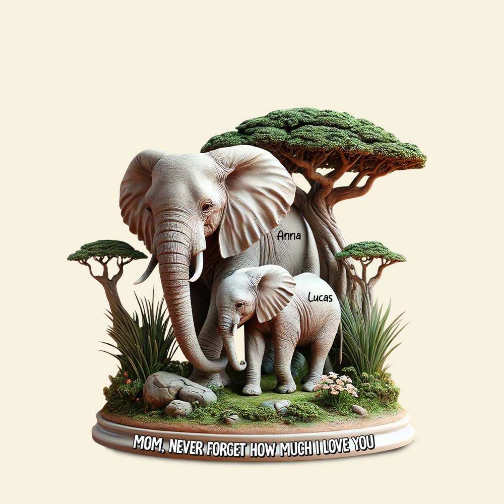 Personalized Gifts For Mom Acrylic Plaque, Elephant Mom 03qhtn010425-Homacus