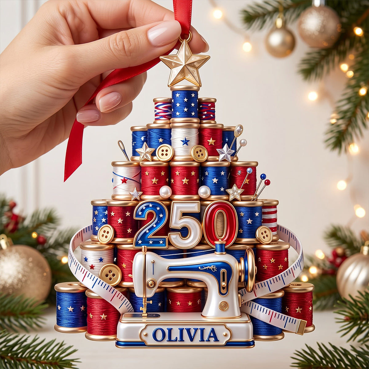 Festive Stitching Machine Ornament - Personalized Gift For Sewing Lovers 05PGTN050926-Homacus