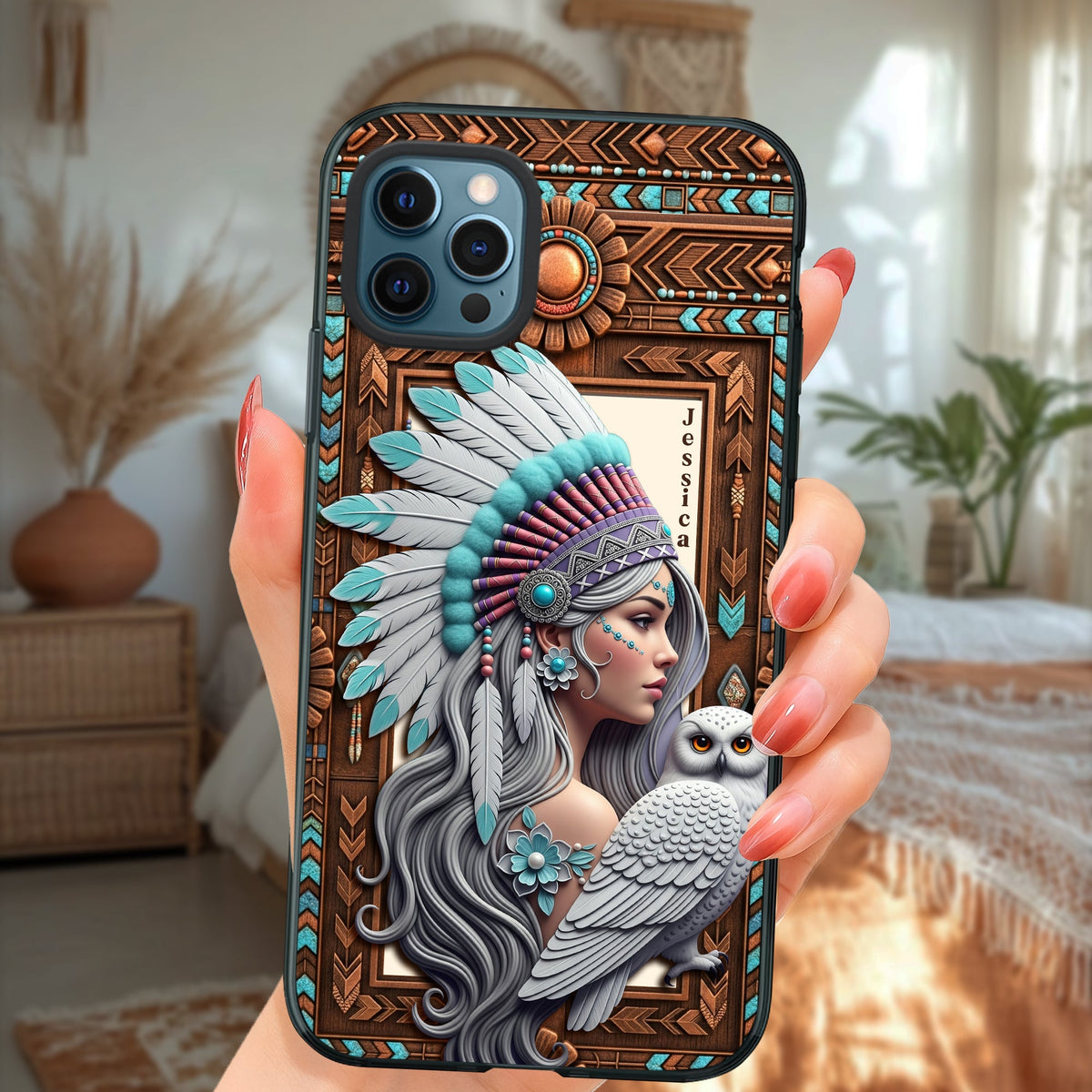 Owl Boho Spirit Girl Phone Case - Personalized Gifts For Her 04NALU200625-Homacus