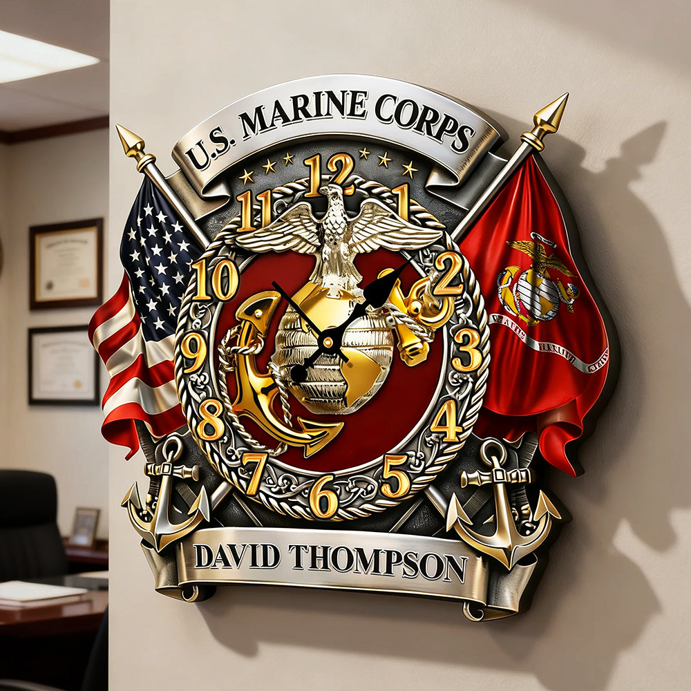 Veteran Wall Clock - Personalized Gifts For Military 1 Layer Acrylic Hanging Wall Clock HUVP030626-Homacus