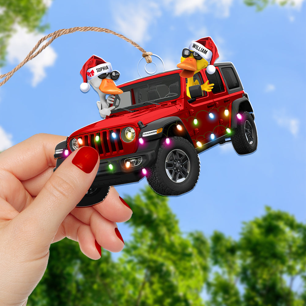 Personalized Gifts For Off-road Lovers, Fun Family Duck Christmas Ornament-Homacus