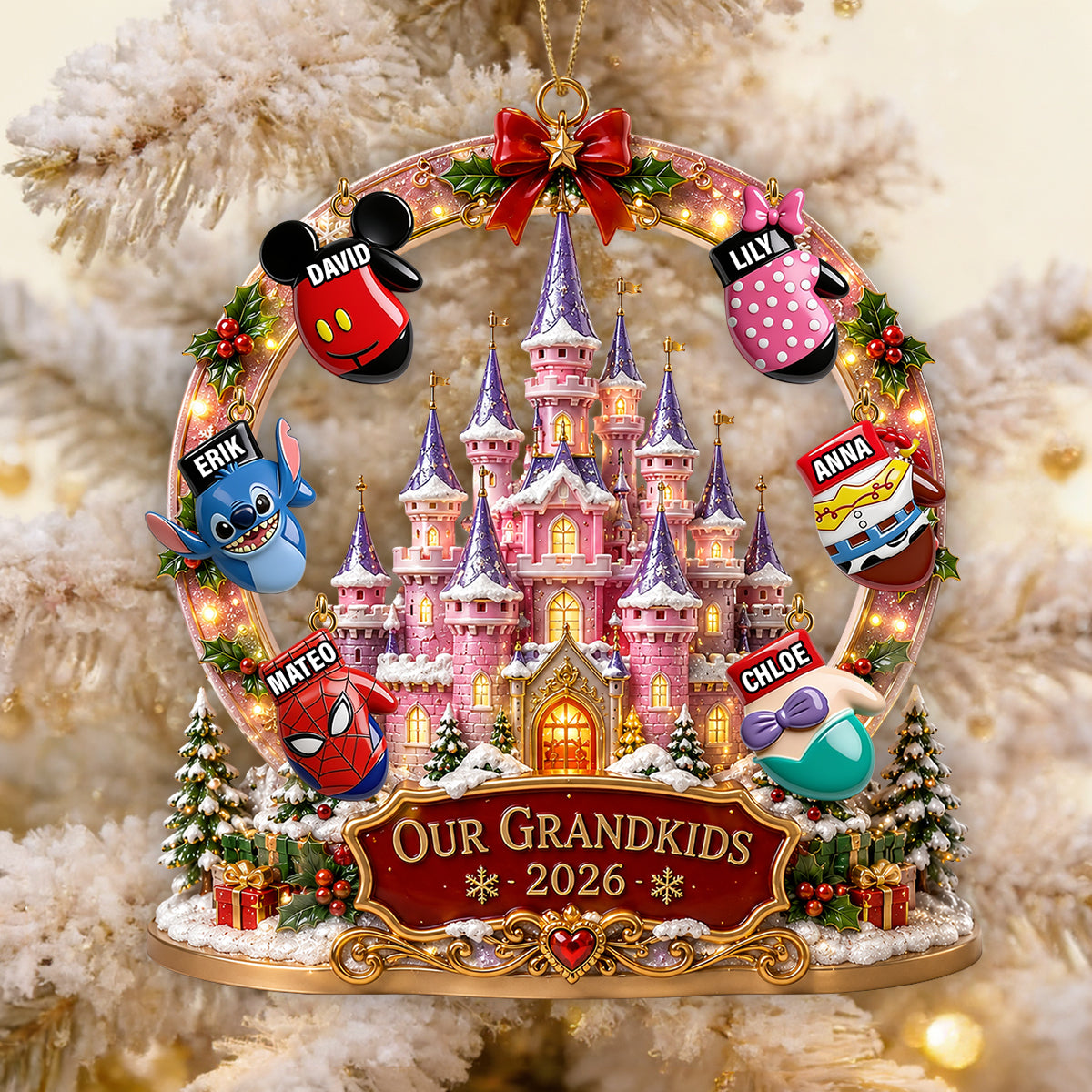 Magical Castle Grandkids Acrylic Ornament - Personalized Christmas Gift For Grandparents 02NADT280826-Homacus