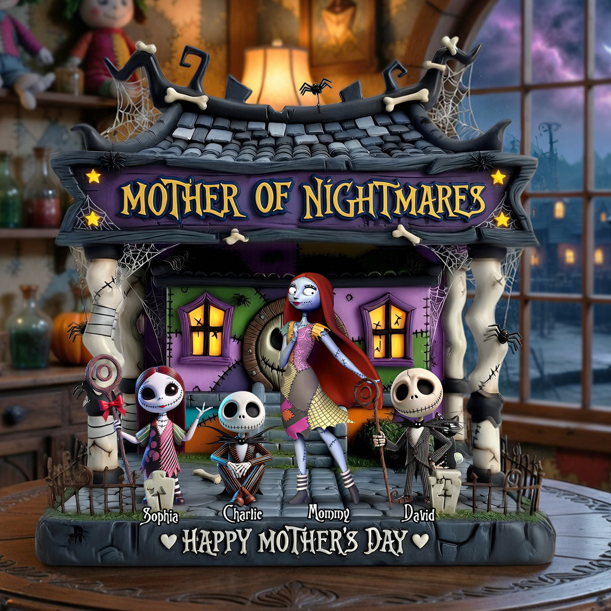 Spooky Mom And Kids Acrylic Plaque - Personalized Gifts For Mother's Day Plaque 01OHLU150426-Homacus
