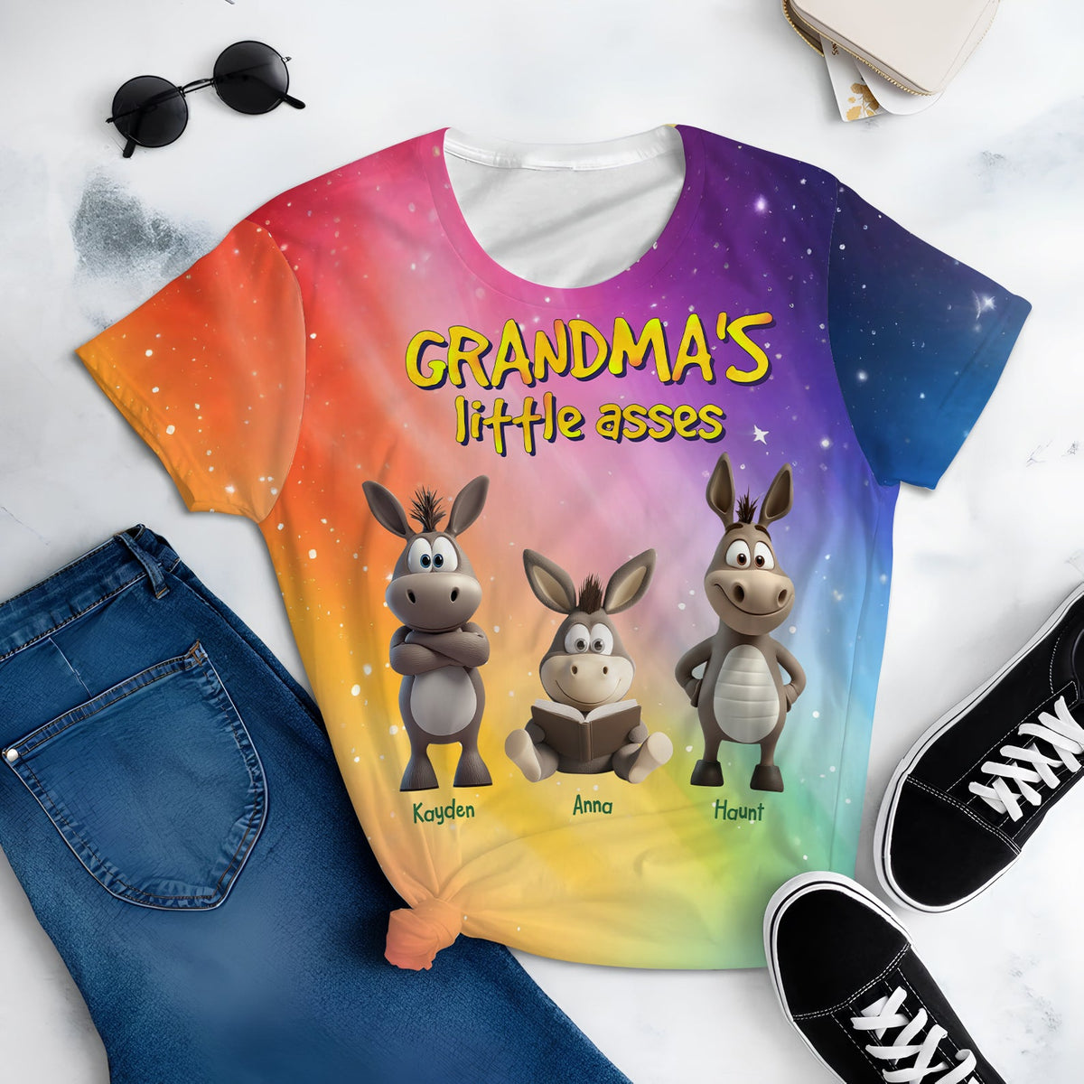 Personalized Gift For Grandma Shirt, Adorable Little Donkeys 01NALU190325-Homacus