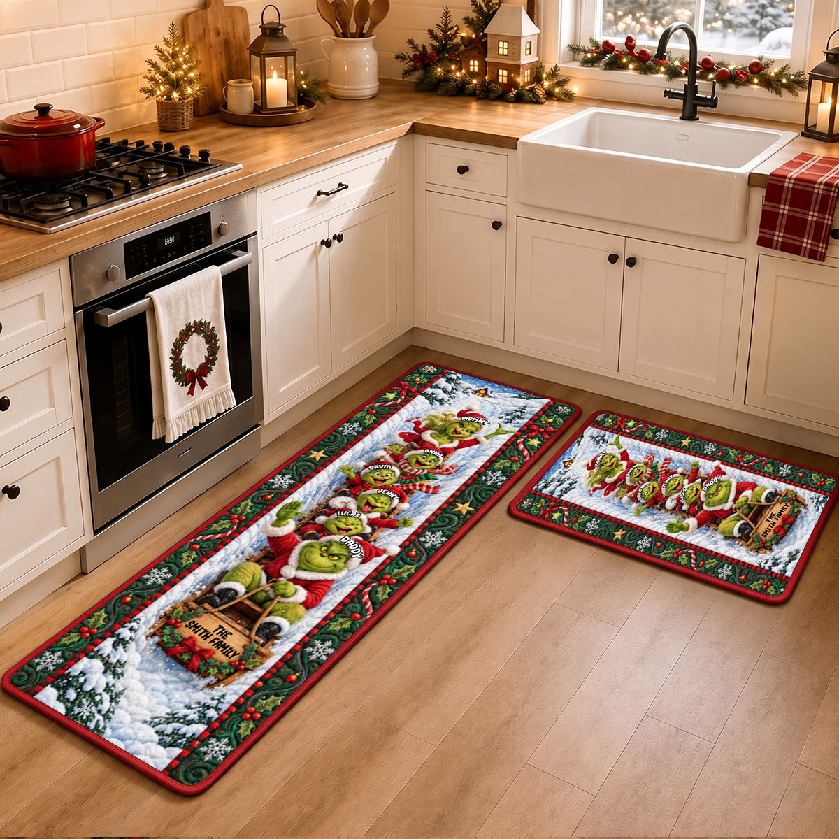Family Fun Sleigh Runner Rug, Personalized Christmas Decor Gifts For Family 03qhtn240926
