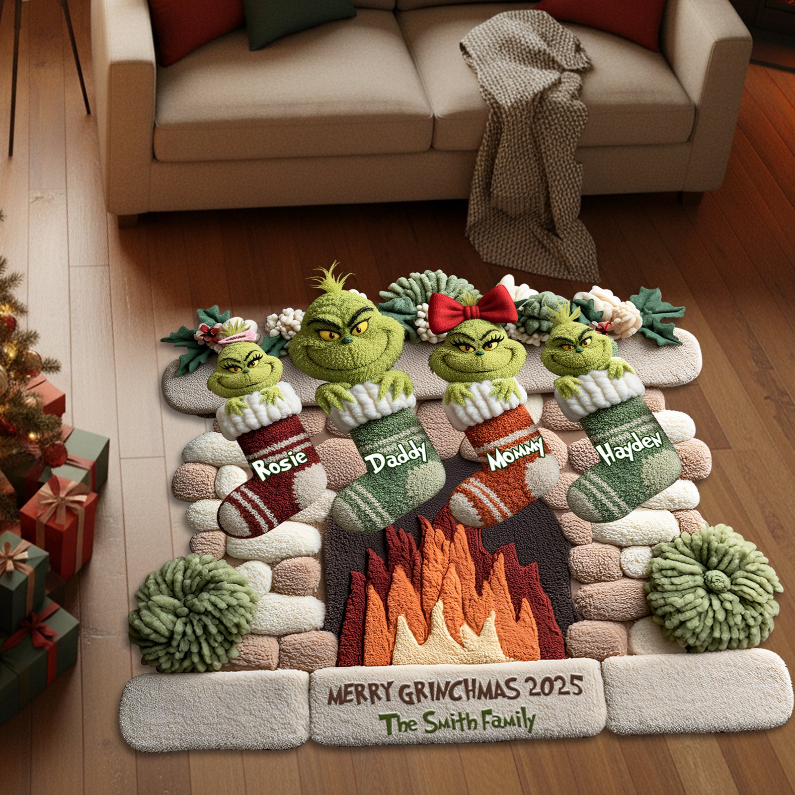 Holiday Stockings Family Door Mat - Personalized Gifts For Family 05TGLU250925-Homacus