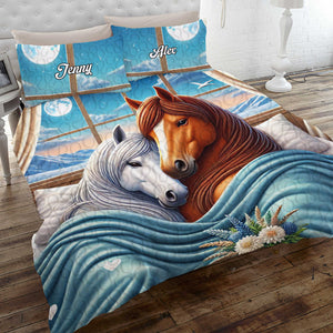 Personalized Gift For Horse Couples Quilt Bedding Set Special Line 03OHMH181224-Homacus